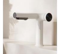 BiaoTeng Bathroom Mixer Tap with Pull Out Spray 3 Mode Hot and Cold Brass Bathroom Sink Mixer Taps 1 Hole Milky White