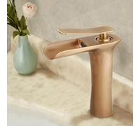 BiaoTeng Bathroom Mixer Taps Waterfall Single Handle Hot and Cold Bathroom Sink Mixer Tap Vintage Brass