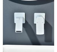 BiaoTeng Bathroom Sink Basin 2 Tap Holes Wall Mounted Single Handle Hot and Cold G1/2 Connection Split Type Concealed Basin Taps White