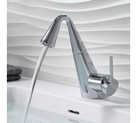 BiaoTeng Bathroom Sink Faucet with Pull Out Sprayer with 360 Rotatable 3 Functions Hot and Cold Brass Bathroom Sink Taps Single Hole Chrome