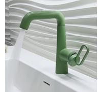 BiaoTeng Bathroom Sink Mixer Tap 1 Hole 2 Functions 360° Rotation Hot and Cold Brass Bathroom Basin Mixer Taps One Hole Green