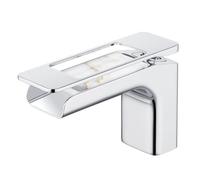 BiaoTeng Bathroom Sink Mixer Taps 1 Hole Chrome Hot and Cold Brass Waterfall Bathroom Basin Mixer Tap 1 Hole