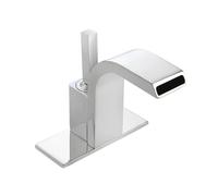 BiaoTeng Bathroom Sink Mixer Taps 1 Hole Chrome Hot and Cold Brass Waterfall Bathroom Basin Mixer Tap 1 Hole
