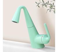 BiaoTeng Bathroom Sink Tap with Pull Out Hose 2 Functions Hot and Cold Basin Taps Mixers Brass 1 Hole Light Green