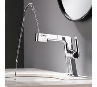 BiaoTeng Bathroom Sink Tap with Pull Out Hose 3 Functions Hot and Cold Brass Pull Out Basin Mixer Tap 1 Hole Chrome