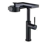 BiaoTeng Bathroom Sink Tap with Pullout Faucet 3 Mode Hot and Cold Brass Bathroom Sink Mixer Taps 1 Hole Black High