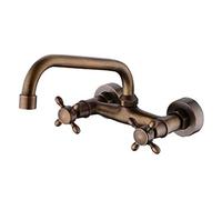 BiaoTeng Bathroom Sink Taps Retro Wall Mounted Bathroom Sink Taps Double-Handle hot and Cold 360°Swivel Vintage Taps for Bathroom Basin