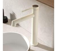 BiaoTeng Bathroom Sink Taps Single Hole 2 Functions Hot and Cold Brass Basin Mixer Taps 1 Hole Milky White