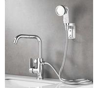 BiaoTeng Bathroom Sink Taps with Shower Head 3 Modes with 360° Rotatable Hot and Cold Brass Basin Handheld Shower Kit Chrome