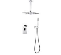 BiaoTeng Ceiling Shower Head Kit Showers for Bathrooms Single Handle Hot and Cold Brass Concealed Shower Set Chrome