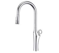 BiaoTeng Chrome Kitchen Mixer Tap with Pull Out Spray 2 Mode Hot and Cold Kitchen Sink Mixer Tap Single Hole