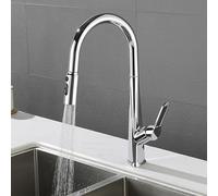 BiaoTeng Chrome Kitchen Mixer Tap with Pull Out Spray 3 Mode Hot and Cold Kitchen Sink Mixer Taps 1 Hole Brass Single Handle