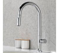 BiaoTeng Chrome Kitchen Mixer Tap with Pull Out Spray 360 Swivel 2 Mode Hot and Cold Kitchen Sink Mixer Taps 1 Hole Brass