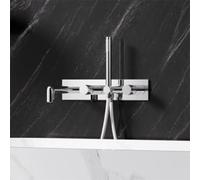 BiaoTeng Classic Bath Shower Mixer Taps Wall Mounted, 2 Function Hot and Cold Brass Concealed Bath Mixer Tap for Bathroom Chrome