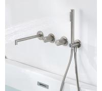 BiaoTeng Classic Bath Shower Mixer Taps Wall Mounted, 2 Function Hot and Cold Brass Concealed for Modern Bath Shower Mixer Tap Brushed Nickel