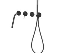 BiaoTeng Concealed Bath Mixer Tap Wall Mounted Black, 2 Function Hot and Cold Brass Wall Mounted Bath Taps for Modern