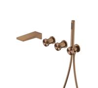 BiaoTeng Concealed Bath Mixer Tap Wall Mounted with Shower, 2 Function Hot and Cold Brass for Modern Bath Tap with Shower Brushed Rose Gold