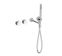 BiaoTeng Concealed Bath Mixer Tap Wall Mounted with Shower, 2 Function Hot and Cold Brass for Wall Mount Bath Taps Modern Chrome