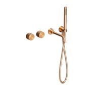 BiaoTeng Concealed Bath Mixer Tap Wall Mounted with Shower, 2 Function Hot and Cold Brass for Wall Mount Bath Taps Modern Brushed Rose Gold