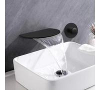 BiaoTeng Concealed Black Taps Bathroom Set Waterfall Hot and Cold Brass Single Handle Mixer Tap Bathroom