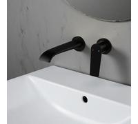 BiaoTeng Concealed Black Taps Bathroom Set Waterfall Hot and Cold Brass Single Handle Wall Mounted Mixer Tap Bathroom Sink
