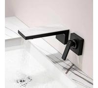 BiaoTeng Concealed Black Taps Bathroom Set Waterfall Hot and Cold Wall Mounted Basin Mixer Tap Brass Single Handle