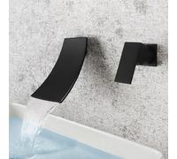 BiaoTeng Concealed Black Waterfall Taps for Bathroom Sink Hot and Cold Brass Single Handle Wall Mounted Bathroom Sink Taps
