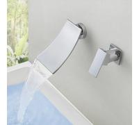 BiaoTeng Concealed Chrome Waterfall Basin Mixer Tap Hot and Cold Brass Single Handle Wall Mounted Bathroom Sink Taps