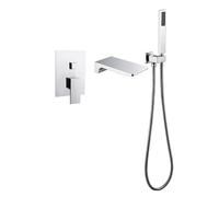 BiaoTeng Concealed Modern Bath Shower Mixer Tap Waterfall, 2 Function Hot and Cold Brass Waterfall Wall Mounted Bath Tap Chrome