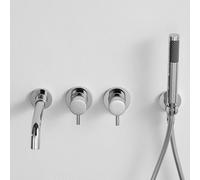 BiaoTeng Concealed Modern Bath Tap with Shower, 2 Function Hot and Cold Brass for Classic Bath Taps Chrome