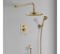 BiaoTeng Concealed Shower Mixer Set 2 Functions 20×20cm Round Rainfall Shower Kit Brass Concealed Shower Mixer Set Antique