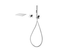 BiaoTeng Concealed Wall Mounted Waterfall Bath Taps with Shower 2 Mode, Hot and Cold Brass Modern Bath Tap with Shower Chrome