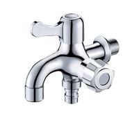 BiaoTeng Double Outlet tap Double Faucet Adapter Water tap Faucet Brass Washing Machine Faucet Adapter Outside tap Hose Connector mop Faucet for Sink Bathroom,Chrome A
