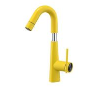 BiaoTeng Dual Function Bathroom Sink Tap with Pullout Faucet 360 Swivel, Hot and Cold Modern Mixer Tap Bathroom Sink Brass for Washbasins Yellow
