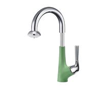 BiaoTeng Dual Function Bathroom Sink Tap with Pullout Faucet 360 Swivel, Hot and Cold Pull Out Basin Mixer Tap Single Hole Brass for Washbasins Green + Chrome