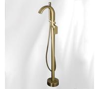 BiaoTeng Floor Standing Bath Taps with Handheld Shower with 360 Rotatable Hot and Cold Waterfall Bath Shower Mixer Tap Brass Single Handle