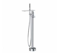 BiaoTeng Floor Standing Waterfall Bath Taps Hot and Cold Brass Bath Mixer Tap with Shower Attachment Waterfall Chrome