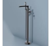 BiaoTeng Freestanding Bath Mixer Tap Black with 360 Rotatable Hot and Cold Black Waterfall Bath Taps with Shower Brass Single Handle