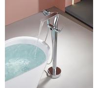 BiaoTeng Freestanding Bath Tap Chrome 3 Modes with 360 Rotatable Hot and Cold Waterfall Bath Taps Freestanding Brass Single Handle