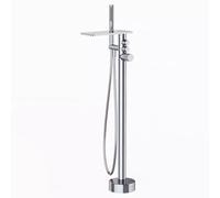 BiaoTeng Freestanding Bath Tap Chrome Hot and Cold Waterfall Bath Mixer Taps with Shower Brass Single Handle