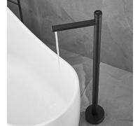 BiaoTeng Freestanding Bath Taps Floor Mounted Black Hot and Cold Brass Single Handle Freestanding Bath Mixer Tap Black