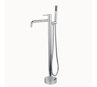 BiaoTeng Freestanding Bath Taps Floor Mounted Brass Hot and Cold 2 Functions with Shower Floorstanding Bath Tap Chrome
