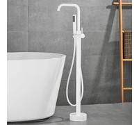 BiaoTeng Freestanding Bath Taps with Shower Attachment White