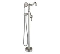 BiaoTeng Freestanding Taps for Bath with 360° Rotatable Hot and Cold Brass Floor Mounted Bath Tap and Shower Brushed Glaze