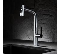 BiaoTeng Kitchen Mixer Tap with Pull Down Spray Head, 360 Swivel 3 Modes Hot and Cold Kitchen Sink Mixer Tap One Hole Brass Chrome