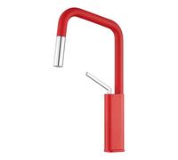 BiaoTeng Kitchen Mixer Tap with Pull Out Spray 2 Modes 360 Swivel Hot and Cold Kitchen Mixer Taps 1 Hole Pull Out Spray Brass Red