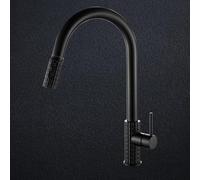 BiaoTeng Kitchen Mixer Tap with Pull Out Spray Black 2 Mode Hot and Cold One Hole Mixer Taps for Kitchen Brass Black