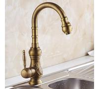 BiaoTeng Kitchen Mixer Taps 1 Hole Antique Brass with 360 Rotatable Hot and Cold Retro Kitchen Mixer Tap