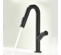 BiaoTeng Kitchen Mixer Taps 1 Hole Pull Out Spray 2 Mode Hot and Cold Kitchen Sink Mixer Tap Brass Black