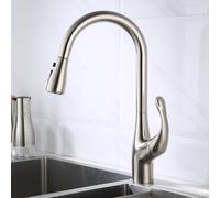 BiaoTeng Kitchen Mixer Taps 1 Hole Pull Out Spray 2 Mode Hot and Cold Kitchen Sink Taps Single Handle Brass Brushed